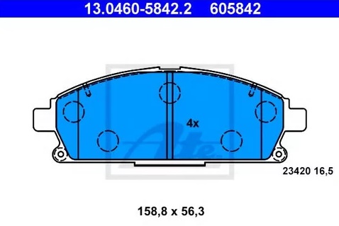 Колодки тормозные дисковые передние NISSAN Elgrand, X-Trail Ate 13.0460-5842.2 