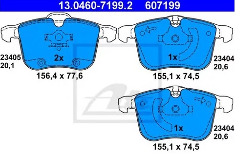 Колодки тормозные дисковые передние OPEL Signum, SAAB 9-3 Ate 13.0460-7199.2