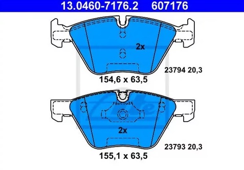 Колодки тормозные дисковые передние BMW 5 Ate 13.0460-7176.2