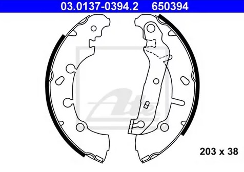 Колодки тормозные барабанные FORD Fiesta, MAZDA 121, 2 Ate 03.0137-0394.2