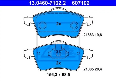 Колодки тормозные дисковые передние VOLKSWAGEN Transporter Ate 13.0460-7102.2