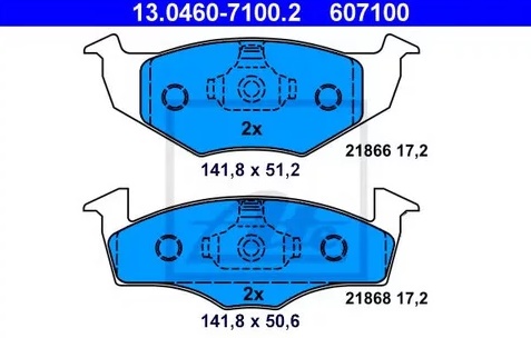 Колодки тормозные дисковые передние SEAT Arosa, SKODA Fabia, VOLKSWAGEN POLO Ate 13.0460-7100.2