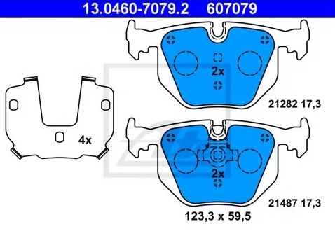 Колодки тормозные дисковые задние BMW 3, 5, 7 Ate 13.0460-7079.2