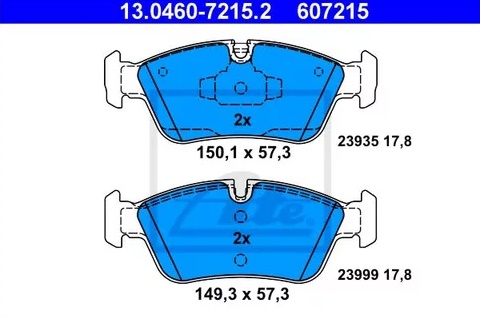 Колодки тормозные дисковые передние BMW 1, 3 Ate 13.0460-7215.2