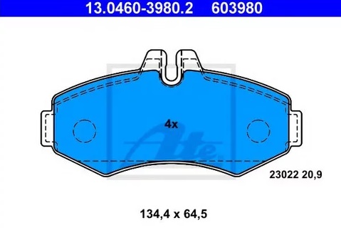 Колодки тормозные дисковые передние MERCEDES V-Class Ate 13.0460-3980.2