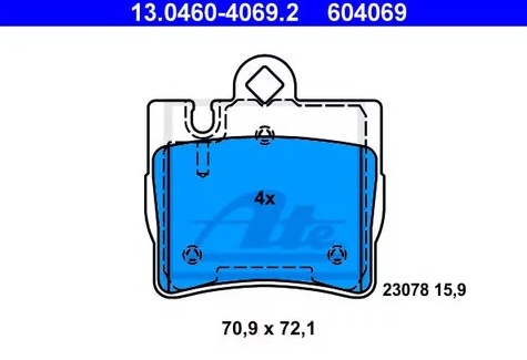 Колодки тормозные дисковые MERCEDES CL Ate 13.0460-4069.2