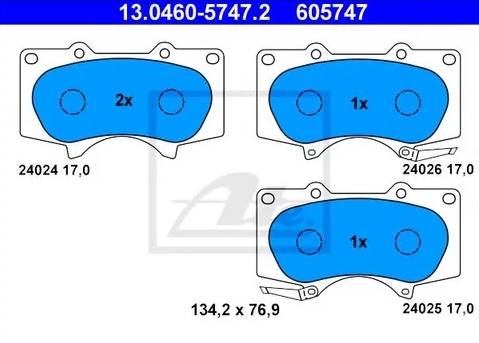 Колодки тормозные дисковые передние MITSUBISHI Pajero, TOYOTA 4Runner, LEXUS GX Ate 13.0460-5747.2