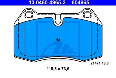 Колодки тормозные дисковые передние BMW 7 Ate 13.0460-4965.2