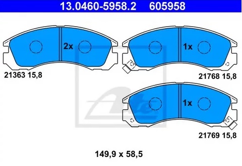 Колодки тормозные дисковые передние CITROEN, MITSUBISHI, PEUGEOT Ate 13.0460-5958.2