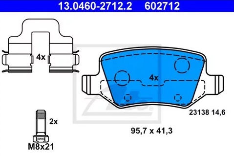 Колодки тормозные дисковые задние MERCEDES A Ate 13.0460-2712.2