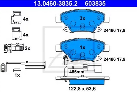 Колодки тормозные дисковые задние FORD Tourneo, Transit Ate 13.0460-3835.2 