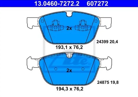 Колодки тормозные дисковые передние VOLVO XC60 Ate 13.0460-7272.2