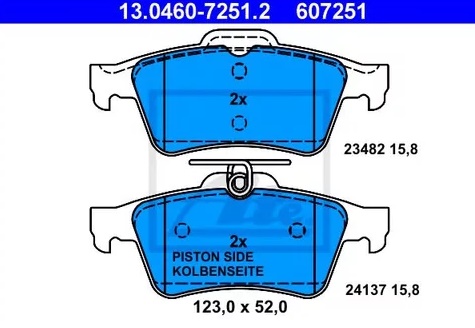 Колодки тормозные дисковые задние RENAULT Laguna Ate 13.0460-7251.2