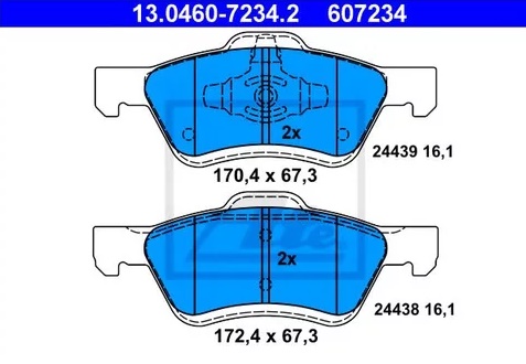 Колодки тормозные дисковые передние FORD Maverick, MAZDA Tribute Ate 13.0460-7234.2