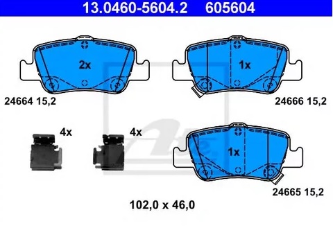 Колодки тормозные дисковые задние TOYOTA Auris Ate 13.0460-5604.2