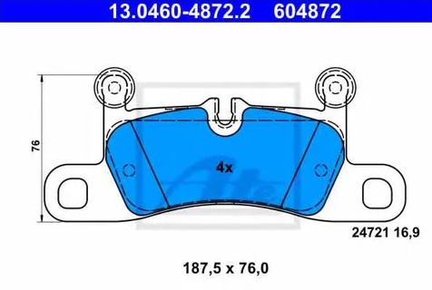 Колодки тормозные дисковые задние PORSCHE Cayenne, VOLKSWAGEN Touareg Ate 13.0460-4872.2