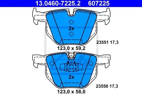 Колодки тормозные дисковые задние BMW 3 Ate 13.0460-7225.2