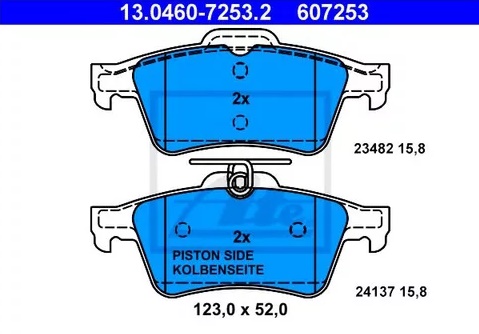 Колодки тормозные дисковые задние CITROEN C5 Ate 13.0460-7253.2