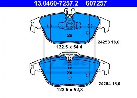 Колодки тормозные дисковые задние MERCEDES-BENZ C-CLASS Ate 13.0460-7257.2