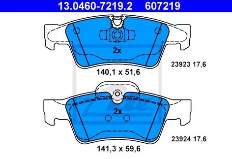 Колодки тормозные дисковые задние MERCEDES-BENZ G-CLASS, GL-CLASS Ate 13.0460-7219.2