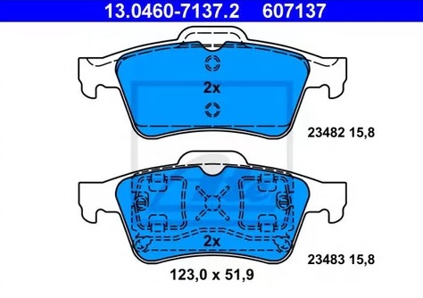 Колодки тормозные дисковые задние NISSAN PRIMERA Ate 13.0460-7137.2