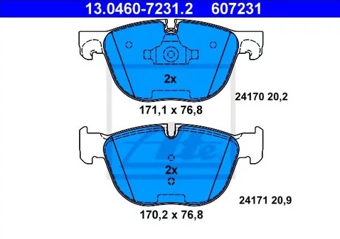 Колодки тормозные дисковые передие, BMW X5 Ate 13.0460-7231.2