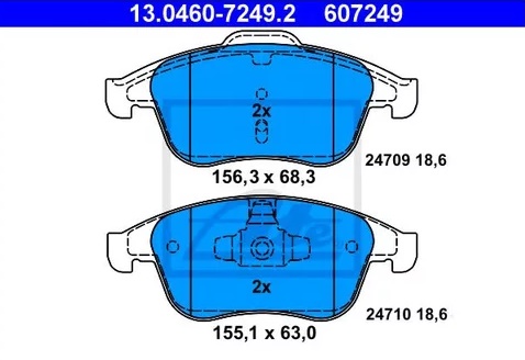 Колодки тормозные дисковые передние RENAULT GRAND SCENIC Ate 13.0460-7249.2