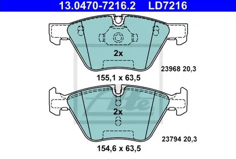 Колодки тормозные дисковые передние BMW 1 Ate 13.0470-7216.2