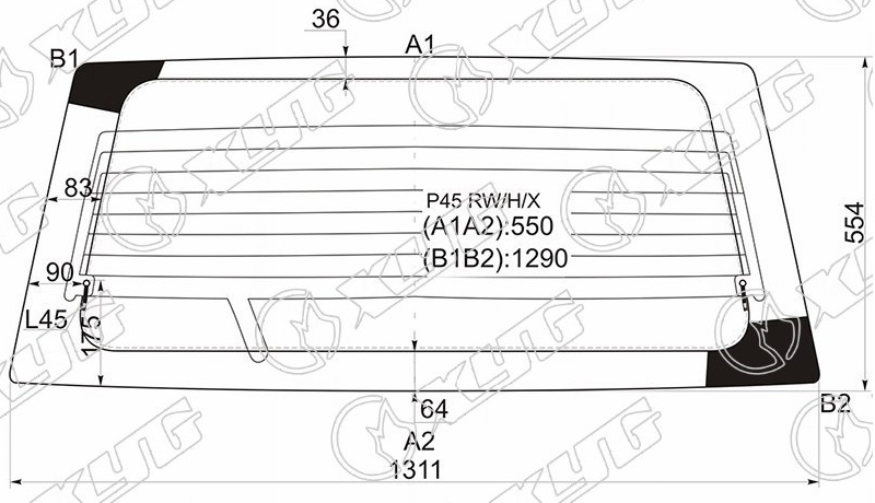 Стекло заднее с обогревом MITSUBISHI PAJERO SPORT XYG P45 RW/H/X 