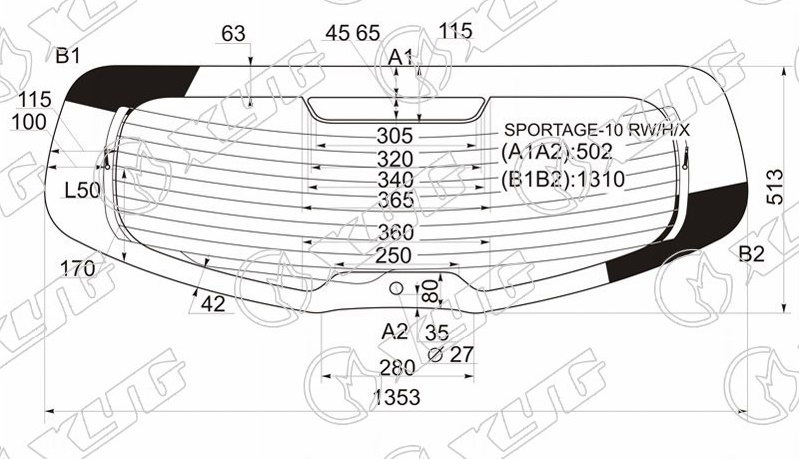 Стекло заднее с обогревом KIA SPORTAGE XYG SPORTAGE-10 RW/H/X 