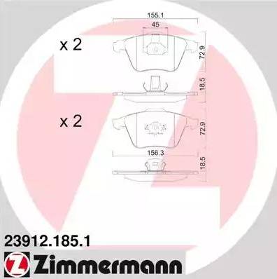 Колодки тормозные дисковые передние FORD FOCUS Otto Zimmermann 23912.185.1