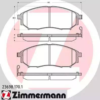 Колодки тормозные передние INFINITI EX, FX, QX70 Otto Zimmermann 23698.170.1