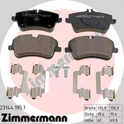 Колодки тормозные дисковые передние MERCEDES-BENZ C-CLASS, CLC, CLK, SLK Otto Zimmermann 23144.195.1