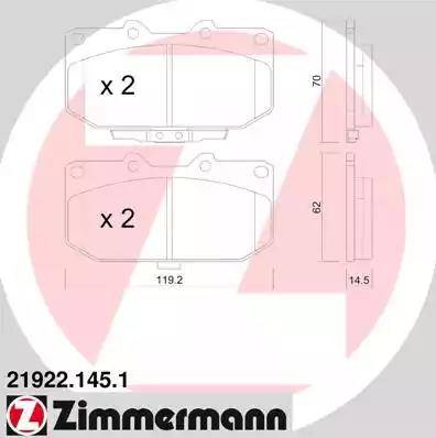 Колодки тормозные передние NISSAN 200 SX, 300 ZX Otto Zimmermann 21922.145.1