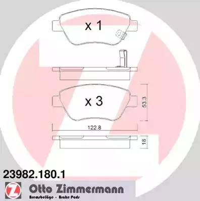 Колодки тормозные передние OPEL CORSA Otto Zimmermann 23982.180.1