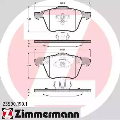 Колодки тормозные дисковые передние VOLVO S60, XC90 Otto Zimmermann 23590.190.1