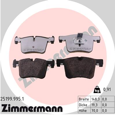 Колодки тормозные передие BMW 3 Otto Zimmermann 25199.995.1