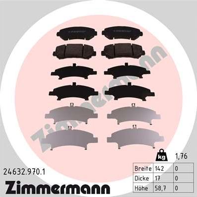 Колодки тормозные дисковые передние NISSAN Qashqai, X-TRAIL Otto Zimmermann 24632.970.1 