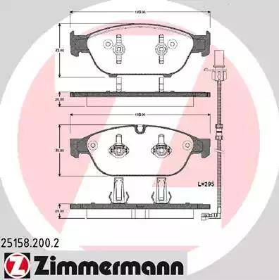 Колодки тормозные передние AUDI A6, A7, A8 Otto Zimmermann 25158.200.2 