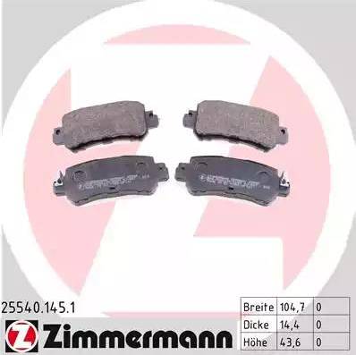 Колодки тормозные дисковые задние MAZDA CX-3, CX-5 Otto Zimmermann 25540.145.1