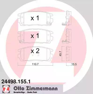 Колодки тормозные задние OPEL Antara, CHEVROLET Captiva Otto Zimmermann 24498.155.1