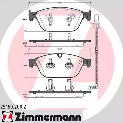 Колодки тормозные передние AUDI A8 Otto Zimmermann 25160.200.2