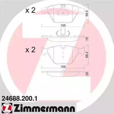 Колодки тормозные дисковые передние BMW 5, 6 Otto Zimmermann 24688.200.1