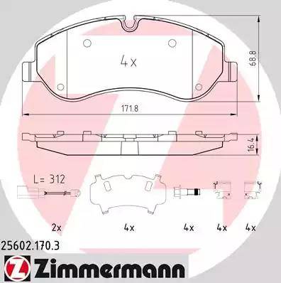 Колодки тормозные дисковые передние FORD Transit Otto Zimmermann 25602.170.3