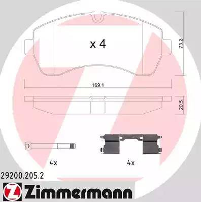 Колодки тормозные дисковые передние MERCEDES Sprinter, VOLKSWAGEN Crafter Otto Zimmermann 29200.205.2