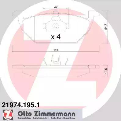 Колодки тормозные дисковые передние AUDI A3 Otto Zimmermann 21974.195.1