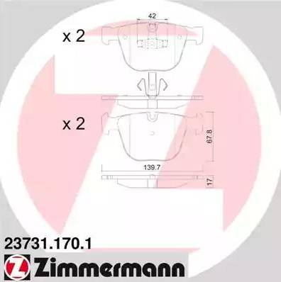 Колодки тормозные дисковые задние BMW 5, 6, 7 Otto Zimmermann 23731.170.1