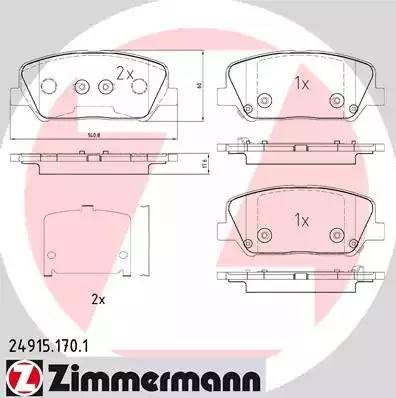 Колодки тормозные дисковые передние HYUNDAI i30, KIA Cee'd Otto Zimmermann 24915.170.1