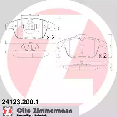 Колодки тормозные дисковые передние FORD Galaxy, Mondeo, S-Max Otto Zimmermann 24123.200.1  