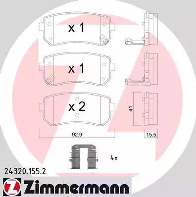 Колодки тормозные дисковые задние HYUNDAI Accent, KIA Rio Otto Zimmermann 24320.155.2